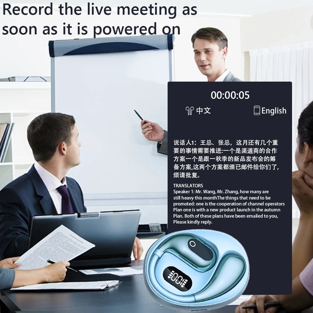 Wireless Translation Earbuds Real Time Translation Headphones Rechargeable Translation Earphone for 138 Languages