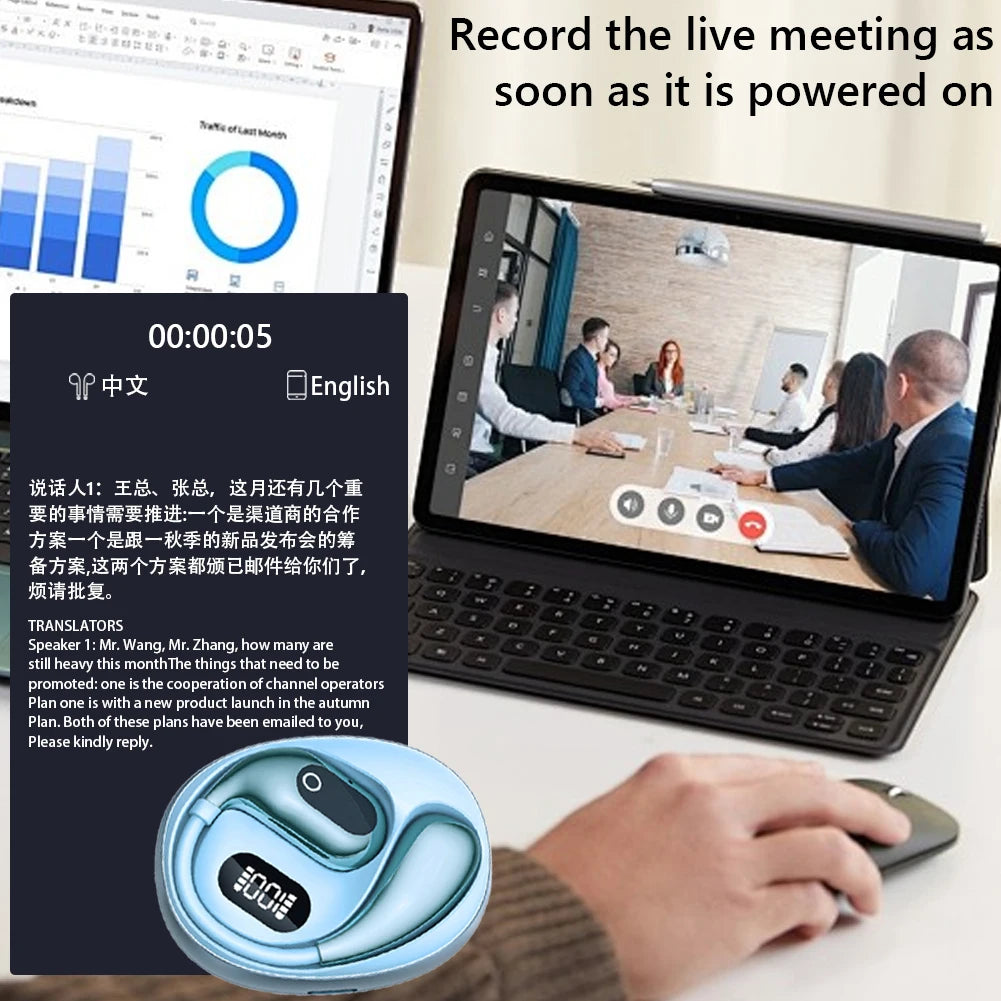 Wireless Translation Earbuds Real Time Translation Headphones Rechargeable Translation Earphone for 138 Languages
